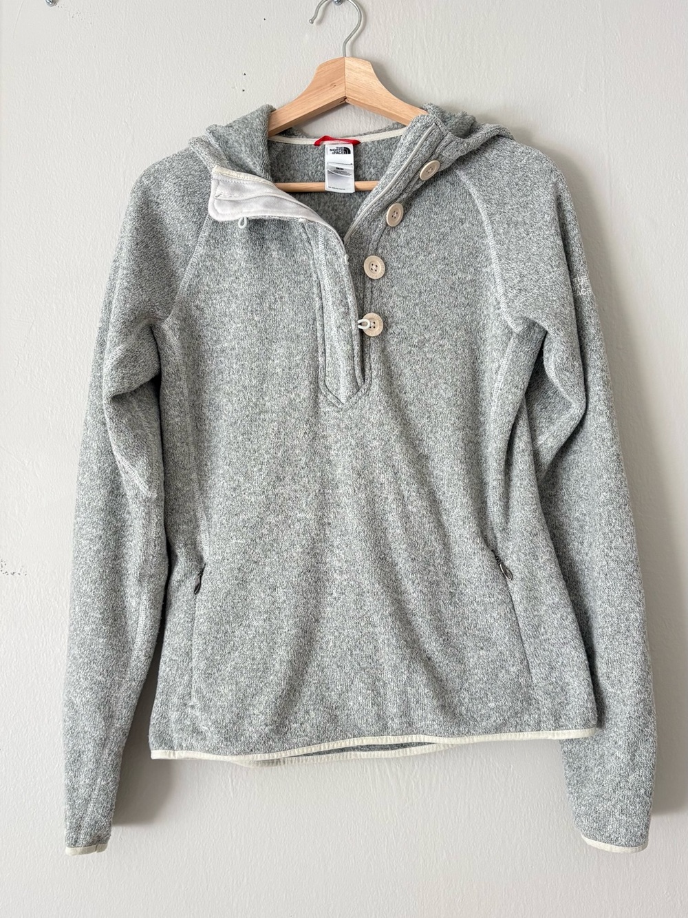 The North Face Women's Light Gray Hooded Button Pullover